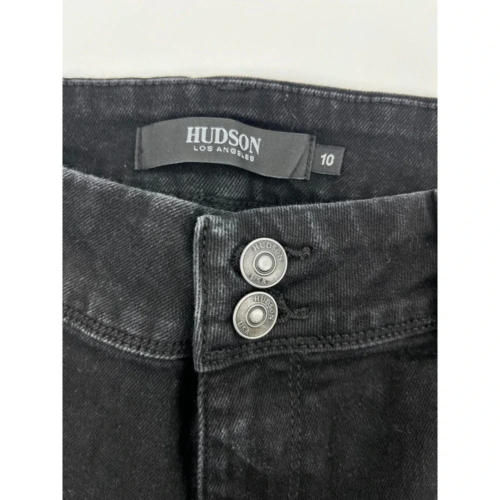 Hudson Los Angeles Womens Black Slim Straight Flap Pocket Jeans‎ Size 10 1811754